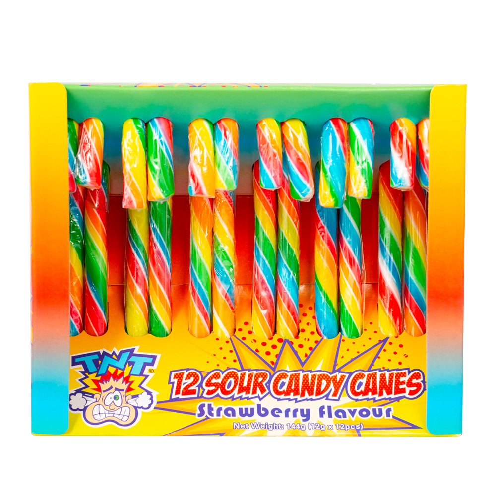 TNT Sour candy canes strawberry flavor 144g