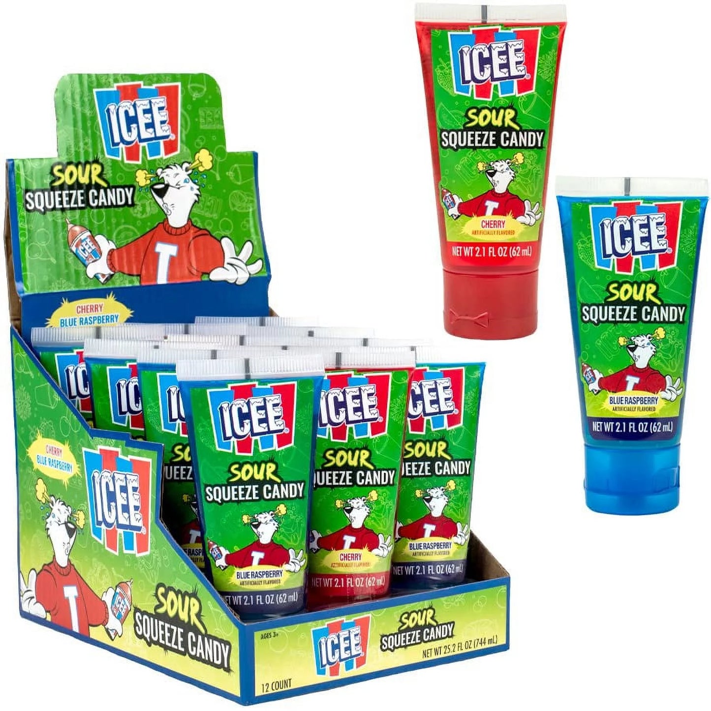 Icee Sour Squeeze Candy Blue Raspberry  2.1 Oz