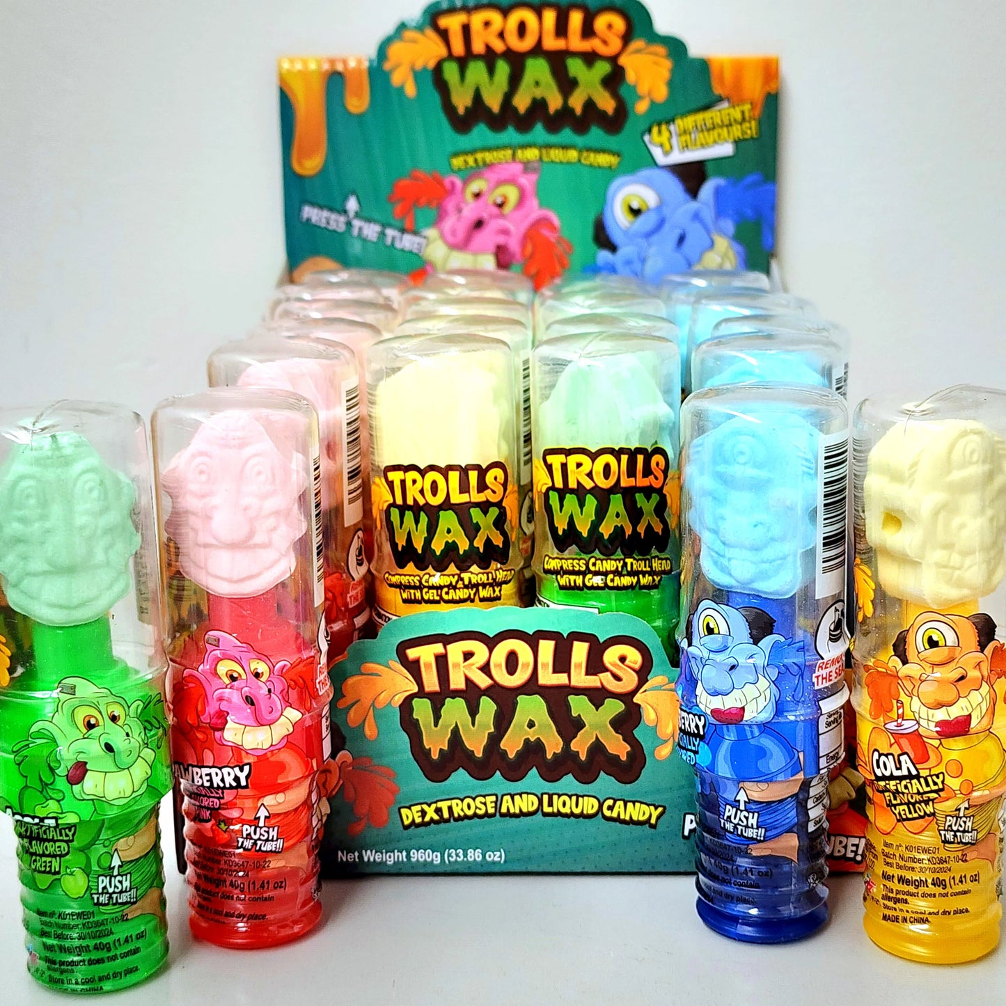 Trolls Wax Compressed Candy Troll Head With Gel Candy Wax Cola 1.41Oz