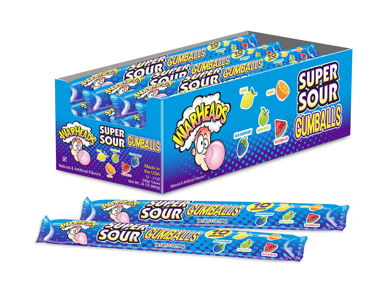 Warheads Super Sour Gum balls 2 Oz